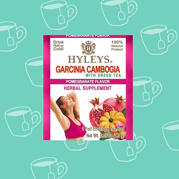 HYLEYS Tea Garcinia Cambogia Green Tea with Pomegranate Flavor - 25 Tea Bags (12 Pack - 300 Tea Bags Total)