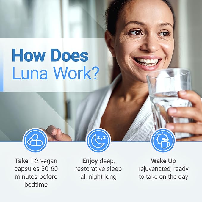 Nested Naturals Luna Melatonin-Free Pack of Two, Bedtime Supplement for Adults, Herbal Nighttime Sleeping Capsule, Valerian Root with Chamomile, Lemon Balm, Non-GMO, Gluten-Free