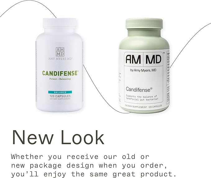 Amy Myers MD Candifense Candida Cleanse - Anti Overgrowth and Yeast Supplement - Herb Free Plant Based Enzymes - Supports Digestion & Gut Health - Amylase, Cellulase, Xylanase, Invertase - 120 Caps