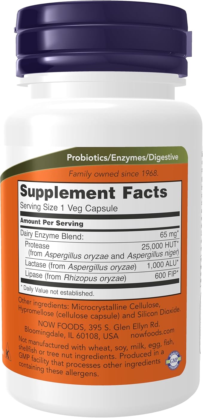 NOW Foods Supplements, Dairy Digest Complete, Digests Lactose, Dairy Proteins and Fats*, Dairy Tolerance Enzymes*, 90 Veg Capsules