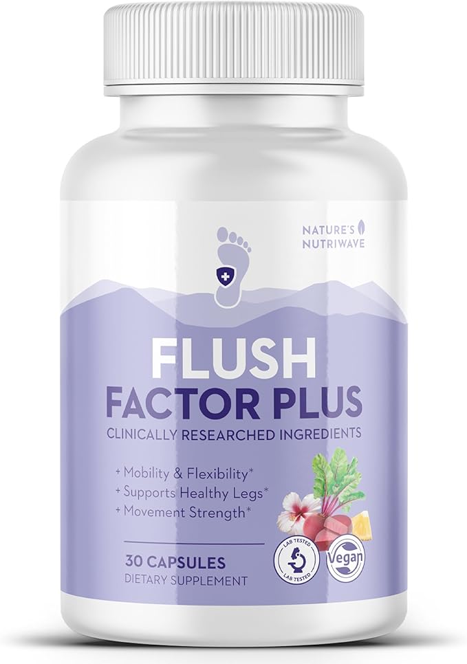 Flush Factor Plus - Original Formulated FlushFactorPlus for Leg Comfort, 100% Natural Ingredients, Made in USA, No Stimulants | 30 Capsules, 1 Month Supply