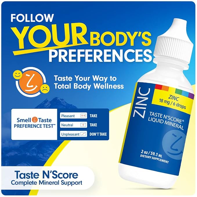 Taste N' Score Zinc Liquid Ionic Mineral Supplement; 100% Pure; 18 mg; 118 Servings
