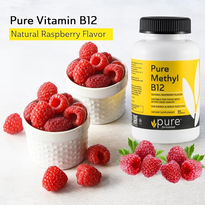 Methyl B12 Vitamin Gummies - Vegan Vitamin B12 Methylcobalamin Gummies for Adults & Kids - Chewable B-12 gummy for Energy & Nerve Function – Gluten-Free, Dairy-Free, Kosher-60 Gummies 1500 mcg