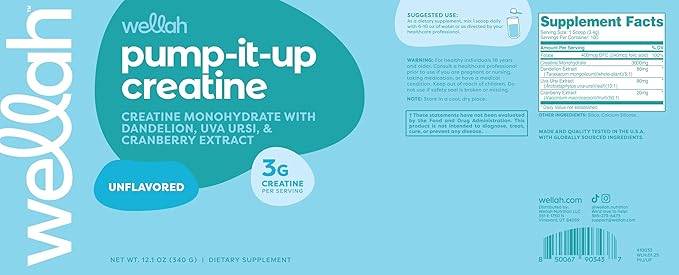 Pump-It-Up Creatine (100 Servings, Unflavored) - Creatine Monohydrate with Dandelion, Uva Ursi, & Cranberry Extract