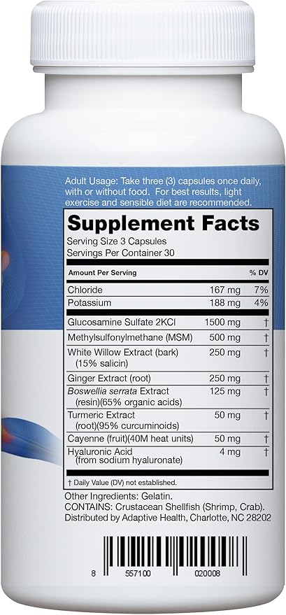 Instaflex Joint Support Supplement - Clinically Studied Joint Relief Blend of Glucosamine, MSM, White Willow, Turmeric, Ginger, Cayenne, Hyaluronic Acid - 180 Capsules