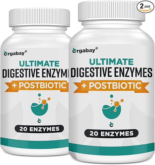 Digestive Enzymes 1000mg with Postbiotics, 20 Enzyme Blend for Bloating, Optimal Digestion and Gut Function, 120 Veggie Capsules