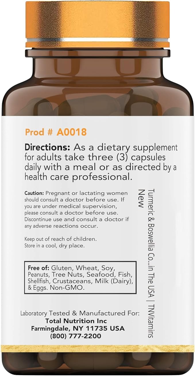 Turmeric & Boswellia Complex (180 Capsules) with Ginger Root, Bromelain, & Black Pepper Extract | Joint-Ease Formula: Powerful Joint Support Supplement* | Produced in The USA