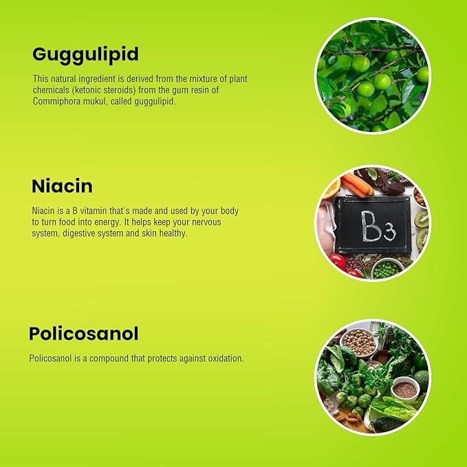 Natural Supplement with CoQ10, Red Yeast Rice, Niacin, Policosanol and Guggul. The Natural Way. by New Health Plus 60 MG Co-Q10 (120 caps)