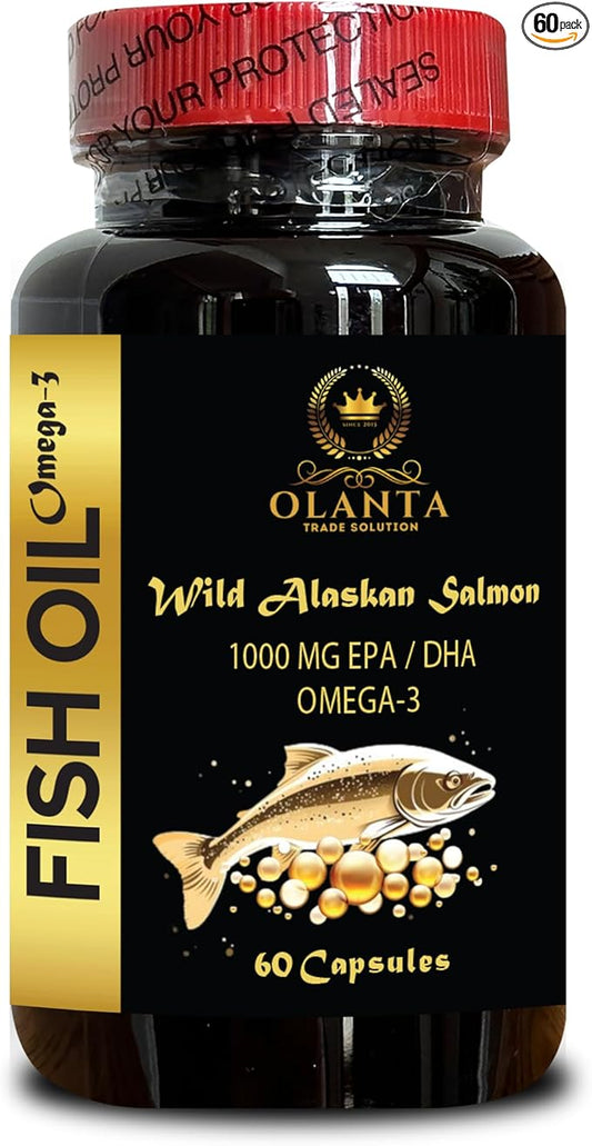 Wild Alaskan Salmon Oil - Omega 3 Fatty Acid Supplements, Support Memory and Focus Supplements - 1 Bottle 60 Softgels