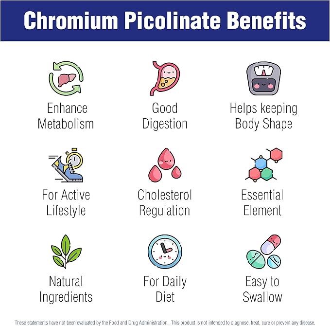 Chromium Picolinate 200 Mcg 100 Tablets by Natural Systems - Chromium Supplements for Active Lifestyle - Excellent Absorption Chromium Supplement - Non Sugar Chromium Capsules
