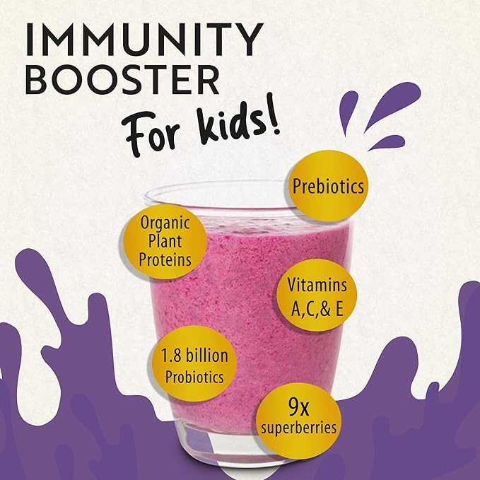 Kids Immune Support Powder - Immune System Support with Vitamin C A + E, Magnesium & Probiotics for with 9 Superberries - Berry Taste Immunity Gummies Alternative 8.82oz (250g)