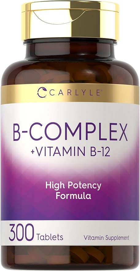 Carlyle B-Complex Vitamin with B12 | 300 Tablets | High Potency Formula | Vegetarian and Non-GMO Supplement