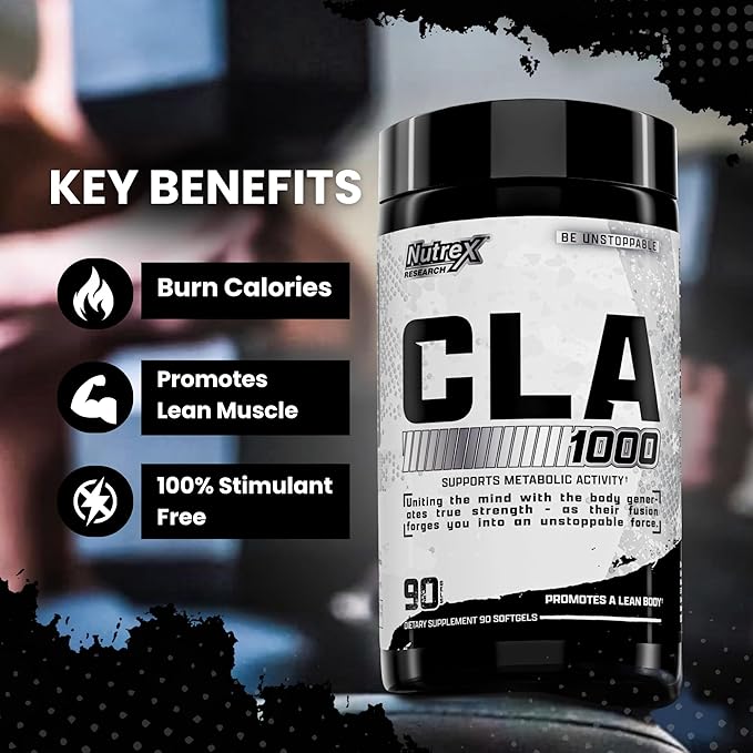 Nutrex CLA 90 Soft Gels - 1000mg Conjugated Linoleic Acid Active Blend from Safflower Oil - Stimulant-Free Metabolism Booster Pills for Weight Loss