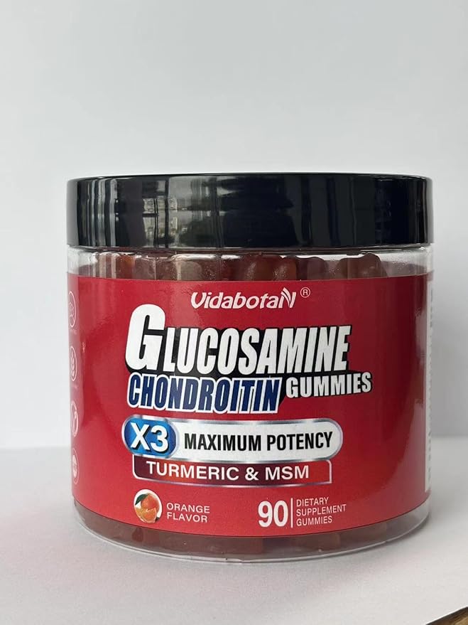 Sugar Free Glucosamine Chondroitin Gummgies, Extra Strength 1500mg with MSM &Turmeric, Orange Flavor, Gluten-Free Gummies (90 Count)