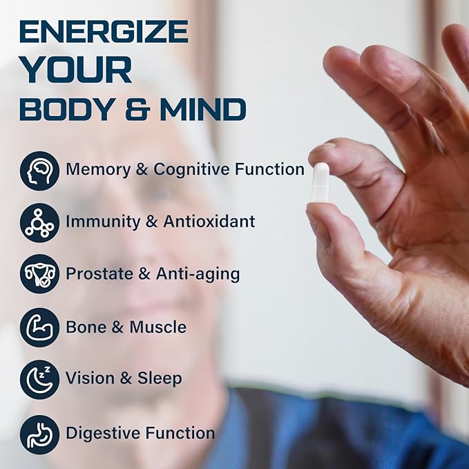 Men Multivitamins 50 Plus - Daily Multivitamin for Men with Fermented Herbal Extracts & 43 Vitamins and Minerals - Mens Vitamins Supports Memory & Brain, Energy, Bone Health