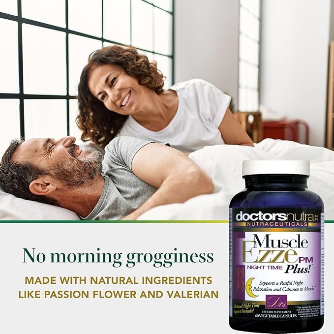 Muscle Ezze PM Plus Night Time Capsules by Doctors Nutra - Nighttime Use - Gluten-Free - 60 Capsules