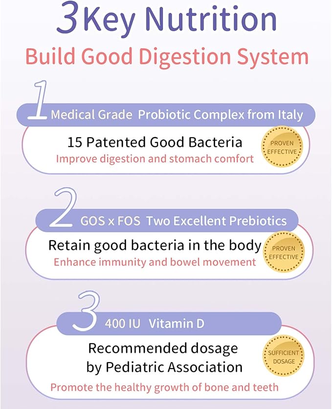 BHK's Baby Probiotic Powder,+ Vitamin D,Reduces Colic,Gas & Spit-ups,Healthy Poops,Reduces Crying & Fussing & Promotes Digestive Comfort,Newborns, Babies & Infants, 30 Sticks