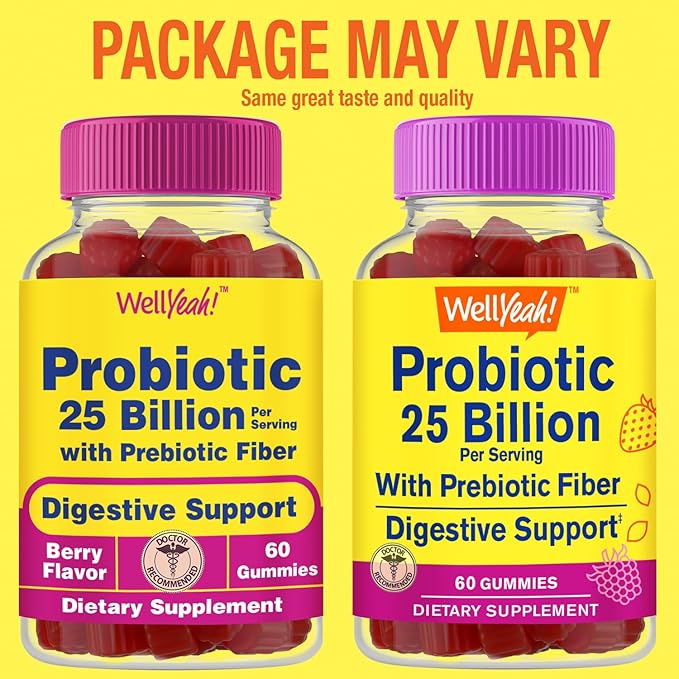 25 Billion Probiotics + Prebiotics Gummies - 12 Strains - Digestive Support, Gut Health, Immune Support Gummy - for Men and Women - Probiotics for Digestive Health - 60 Gummies