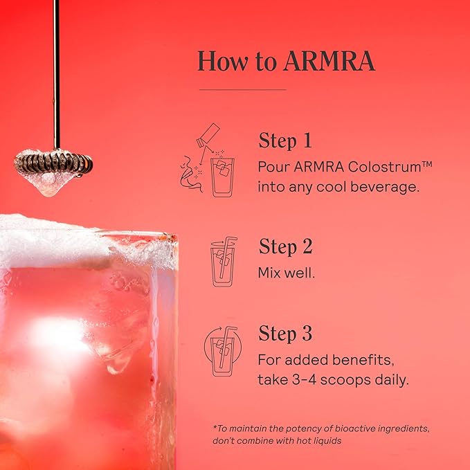 ARMRA Colostrum™ Premium Powder, Grass Fed, Gut Health Bloating Immunity Skin & Hair, Contains 400+ Bioactive Nutrients, Potent Bioavailable, Keto, Gluten & Fat Free (Vine Watermelon | 90 Servings)