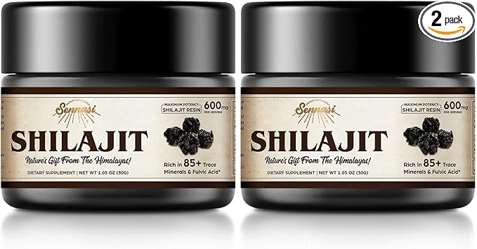 Shilajit Pure Himalayan Organic Shilajit Resin - 600mg Maximum Potency Natural Organic Shilajit Resin with 85+ Trace Minerals & Fulvic Acid for Energy, Immune Support, 30 Grams (2 Pack)