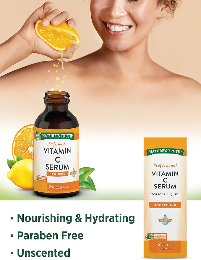 Nature's Truth Vitamin C Serum 2 oz | Oil For Face & Skin | Nourishing & Unscented