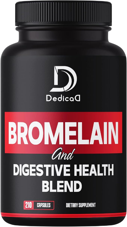 6in1 Bromelain 500mg Supplement - 1000mg per Serving - 210 Capsules with Digestive Health Blend as Quercetin, Ginger, Turmeric, Papaya - Support Overall Health, Digestion & Immune System