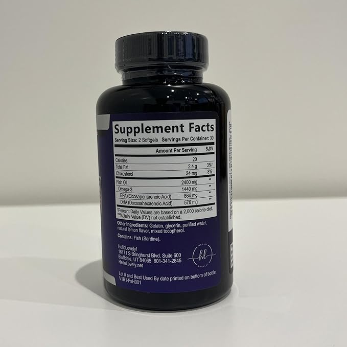 Omega 3 Fish Oil Triple Strength 2400 mg Rapid Release Softgels, Omega-3 Supplements, Natural Heart Health Brain & Joint Support - Fatty Acids with EPA & DHA - Fish Oil Supplement - 60 Softgels