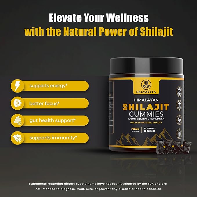 Shilajit Gummies | Organic Himalayan Shilajit with Ashwagandha, Pomegranate & Manuka Honey | Delicious Chewables Gummies for Men & Women