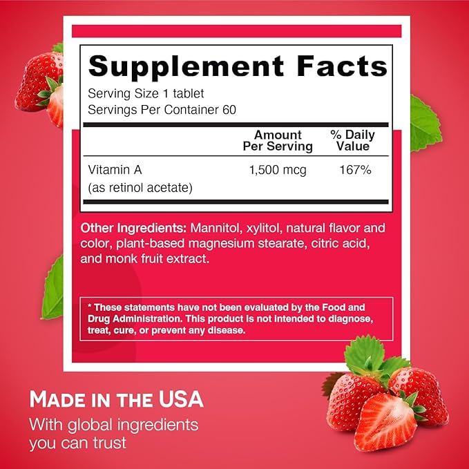 EZ Melts Dissolvable Vitamin A 5,000 IU, Sugar-Free, 2-Month Supply