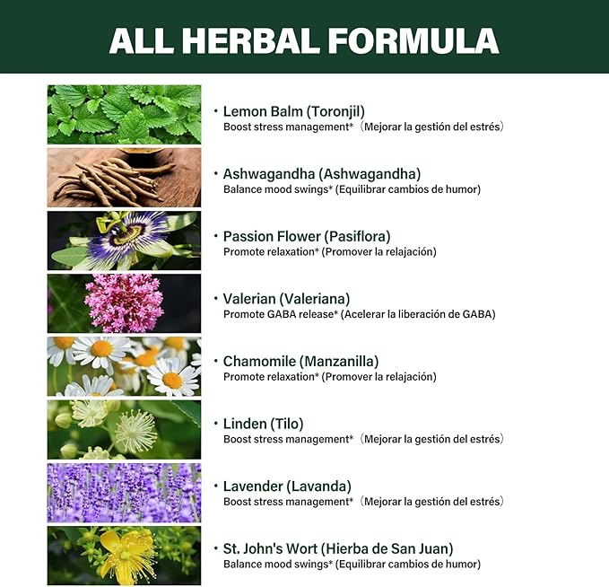 Liquid Drops, Natural Herbal Extract with Lemon Balm Toronjil Support Promotes Relaxation. 2oz