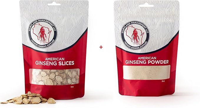 Dairyland American Ginseng Slices and Powder - 8 oz Pack Each of Wisconsin Ginseng – Direct from Farmer to Consumer 西洋参
