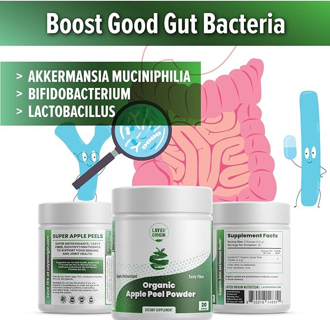 Layer Origin Organic Apple Peel Powder Boost Akkermansia and Bifidobacteria