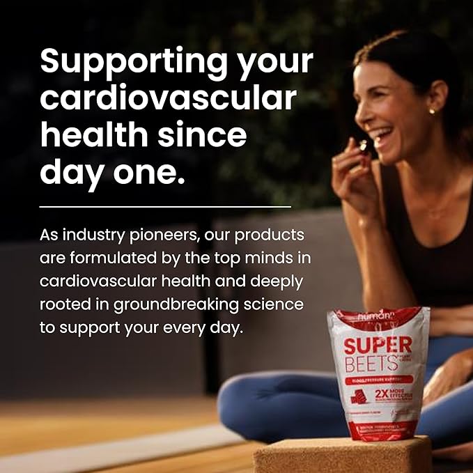 HumanN SuperBeets Heart Chews, Nitric Oxide and Blood Pressure Support, Grape Seed Extract & Non-GMO Beet Root Powder Energy, Pomegranate Berry Flavor, 180 Count