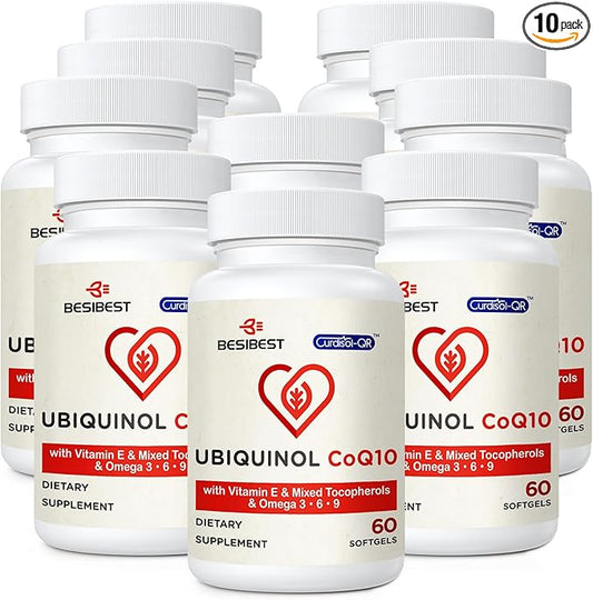 Ubiquinol CoQ10-600mg-Softgel, Active Coq10 Ubiquinol Supplement with Vitamin E & Omega 3, 6, 9, High Absorption-Coenzyme-Q10, Powerful Antioxidant for Energy Production, Tested, 600 Count