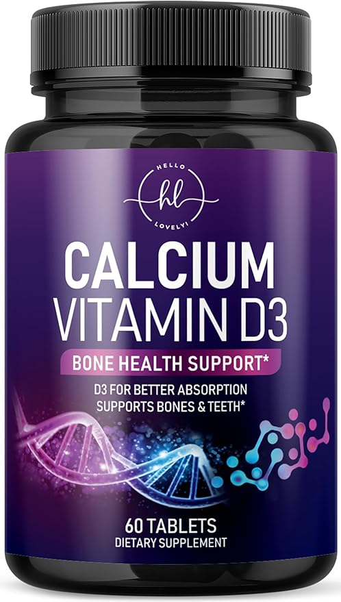 Calcium Supplements for Women 1200 mg Plus 1600 IU Vitamin D3, Bone Health, Teeth & Immune Support - Mineral Supplement with Vitamin D High Absorbable Premium Calcium Carbonate - 60 Tablets