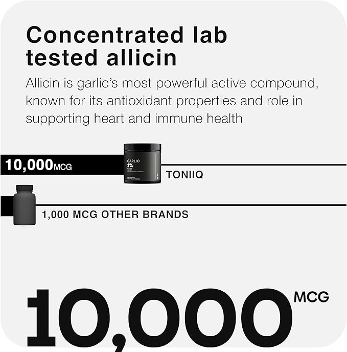 Garlic Capsules with 10,000mcg Allicin - Odorless - 50:1 Extract for Maximum Potency - Third-Party Lab Tested - 60 Vegetarian Capsules