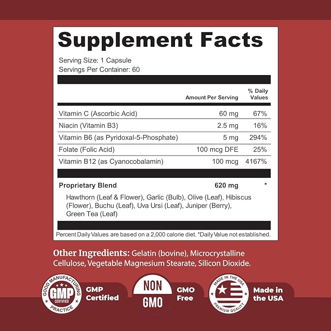 Heart Freedom - Plant-Based Supplement with Garlic, Hibiscus, and Hawthorn Berry | Non-GMO, Natural Ingredients | Made in USA, GMP-Certified | 60 Capsules, 1 Month Supply