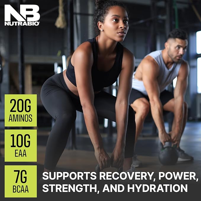 NutraBio Intra Blast Bcaa Powder Amino Acid Supplement, Electrolyte & Hydration Blend, Intra, Pre Workout & Muscle Recovery, 20g Eaa Amino Acids Powder, 5g Glutamine- Strawberry Lemon Bomb, 30 Serving