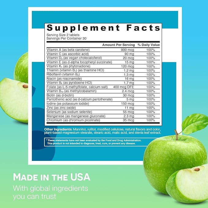 EZ Melts Dissolvable Multivitamin Without Iron, 18 Vitamins & Minerals Including Vitamin A, Biotin, Vitamin B12, Vitamin C, Vitamin D3, Zinc and More, Sugar-Free, 1-Month Supply