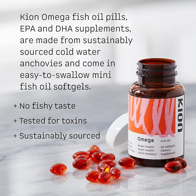 Kion Omega - Omega 3 Fatty Acid Supplements - DHA Supplements - Mini Fish Oil Softgels - Omega 3 DHA EPA Fish Oil Pills - Fish Oil 1,000 mg - 30 Servings