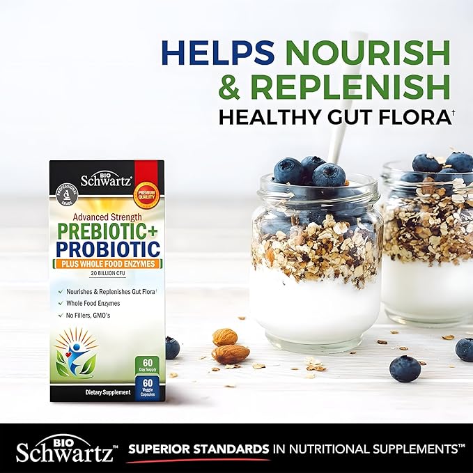 Prebiotics and Probiotic with Whole Food Enzymes for Adults Women & Men - Probiotics Lactobacillus Acidophilus - Digestive Health Capsules Shelf Stable Supplement - Non-GMO Gluten & Dairy Free -60ct