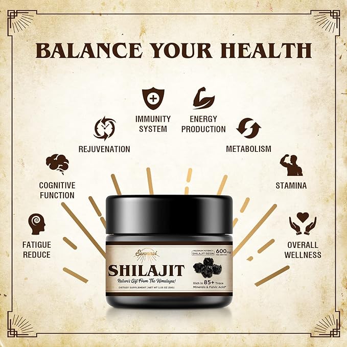 Shilajit Pure Himalayan Organic Shilajit Resin - 600mg Maximum Potency Natural Organic Shilajit Resin with 85+ Trace Minerals & Fulvic Acid for Energy, Immune Support, 30 Grams (3 Pack)