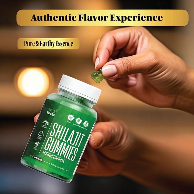 Premium Shilajit Gummies 2000MG – Pure Himalayan Shilajit with Ashwagandha, Chaga Mushroom, Vitamin D & B12 Natural Energy, Immune Support, 85+ Trace Minerals – Vegan, Non-GMO, 60 Gummies