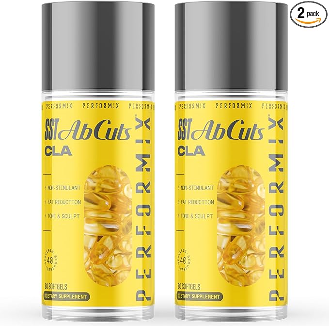 PERFORMIX - SST AbCuts - CLA 1,000 mg - Stim Free - Thermogenic - Fitness Goals - Metabolism Booster - Health & Wellness - Safflower Oil, Omega 3, Flax Seed & Vitamin E - Pre Workout - 160 Softgels