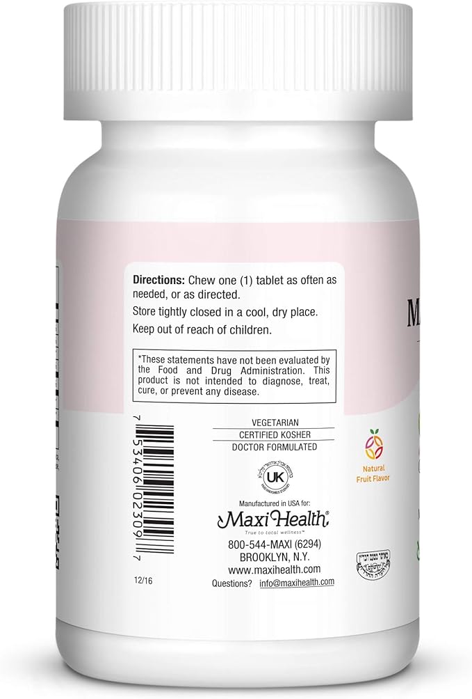 Maxi Health Chewable Digest - Natural Digestive Enzymes with Bromelain and Calcium- Quick-Acting - 90 Chewables - Kosher - Supports Healthy Digestion and Joint Comfort for Men & Women