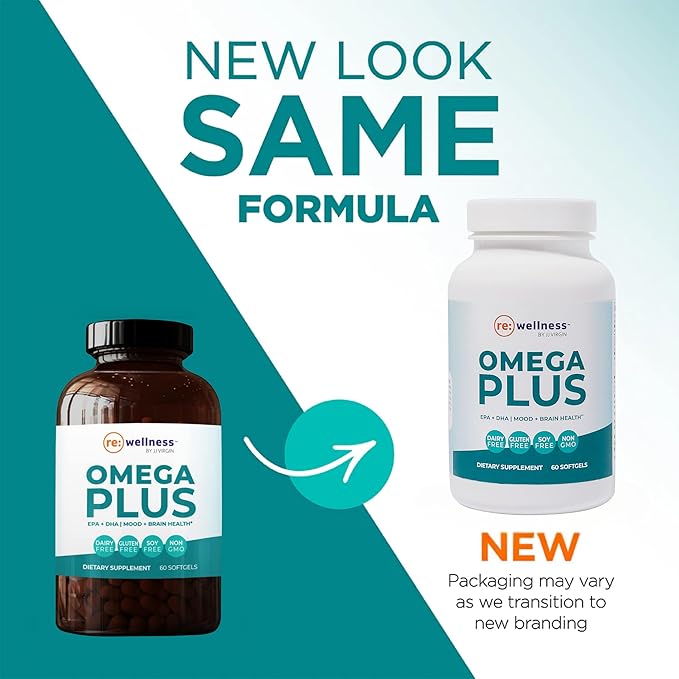 Reignite Wellness by JJ Virgin | Omega Plus | High-Dose Fish Oil Supplement | Supports Cardiovascular System & Joints | EPA & DHA Promotes Memory, Focus & Healthy Response to Stress | 60 Softgels