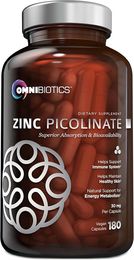 Zinc Picolinate 30mg Supplement for Men & Women - Natural Vitamin with Superior Absorption for Immune System Support, Healthy Skin, Energy Metabolism, and Overall Wellness - 180 Vegan Capsules