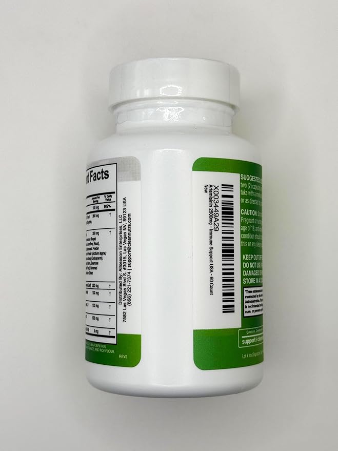 Clean Nutraceuticals Artemisinin Quercetin Zinc Mullein Quinine Supplement with Sea Moss Bromelain Ashwagandha Root Nettle Leaf Bladderwrack Burdock Root Monolaurin Colostrum Rutin