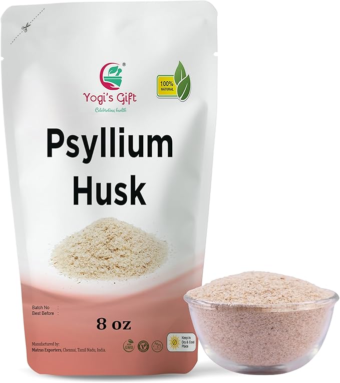 Psyllium Husk Whole 8 oz | 98% Purity | Soluble Fiber Supplement | Keto Friendly | Use in Smoothies, Cooking and Baking | Unflavored, Fine Ground, 100% Natural, Non GMO | by Yogi's Giftยฎ