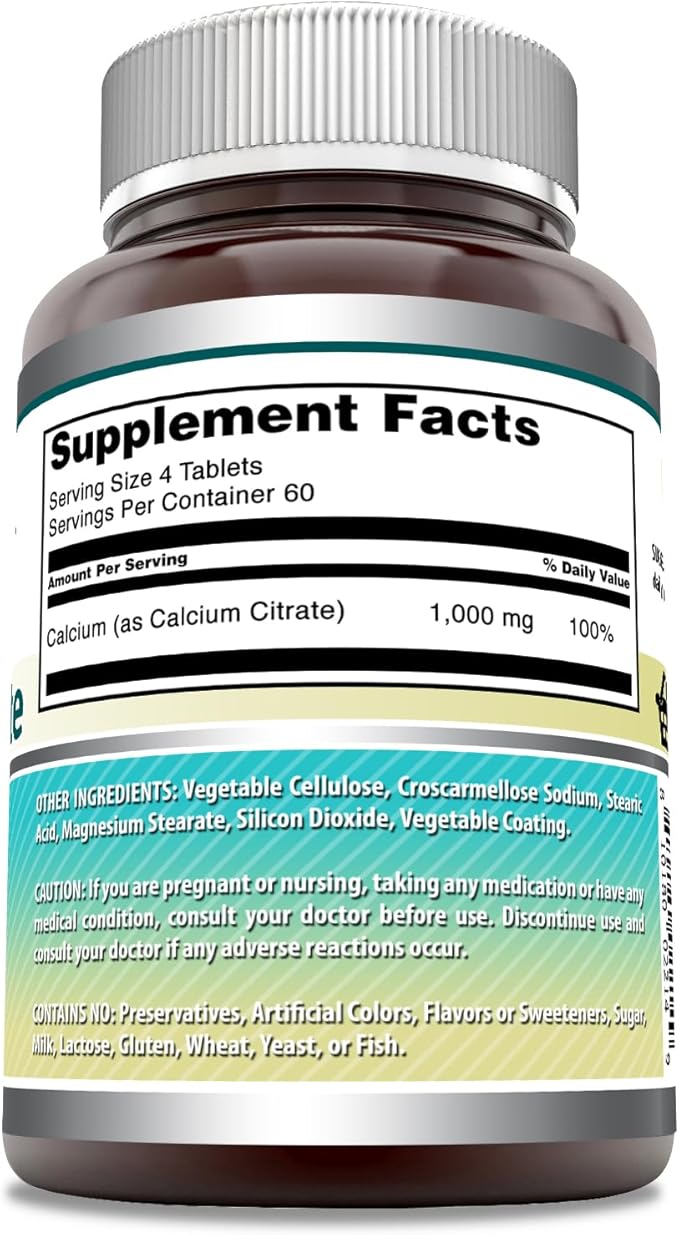 Amazing Formulas Calcium Citrate Supplement | 1000 Mg | 240 Tablets | Non-GMO | Gluten Free | Made in USA